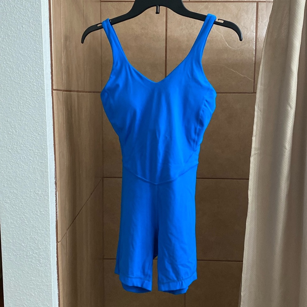 Lululemon yoga align bodysuit 4” poolside blue